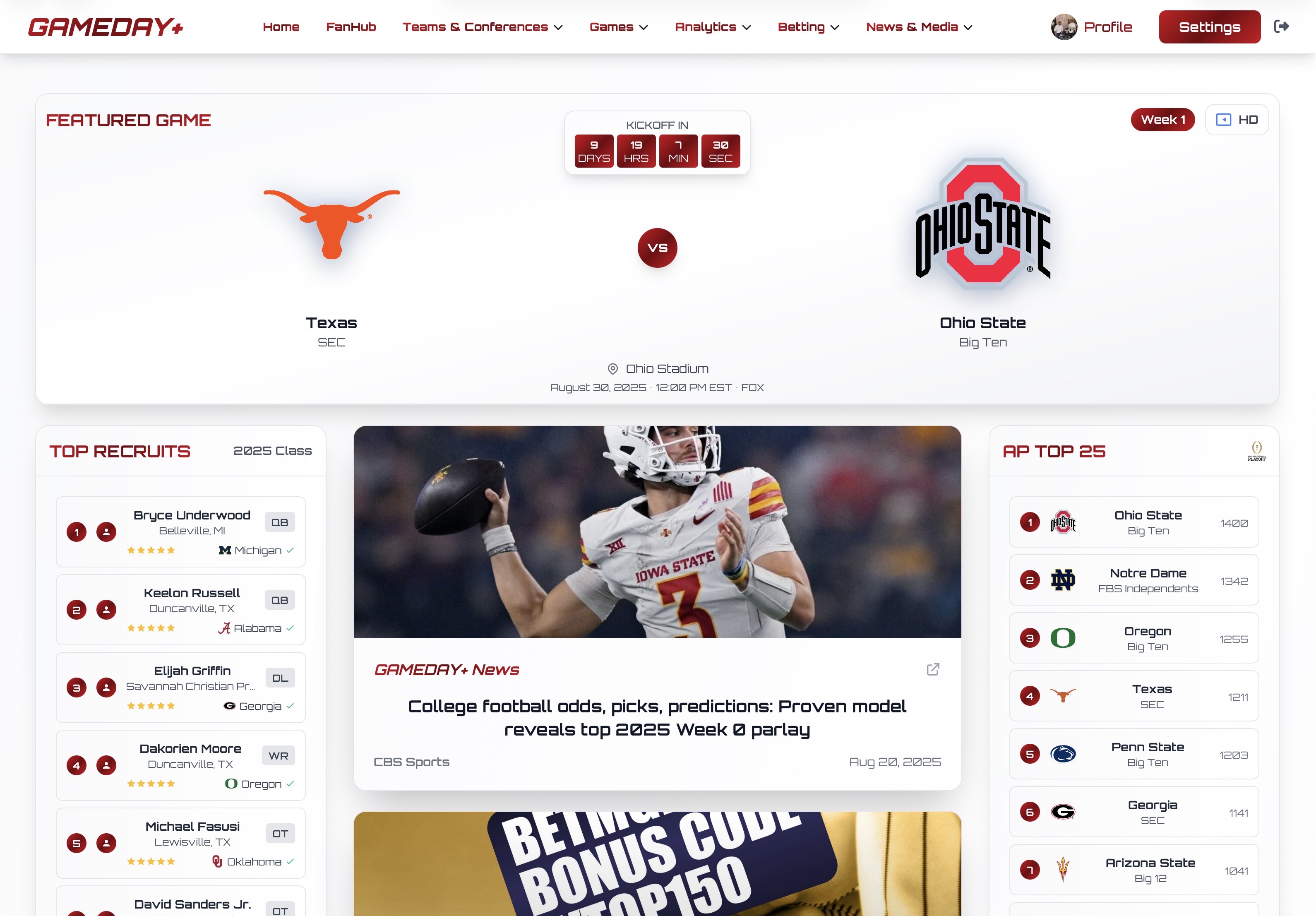 Live college football analytics - World's #1 CFB platform with SEC, Big Ten, ACC real-time statistics